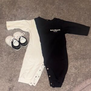 Balmain Kids Black & White Two-Tone One-Piece